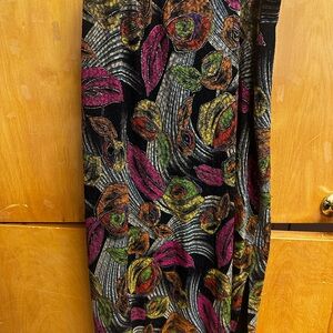 Embellished Purple and Green Midi Pencil Skirt